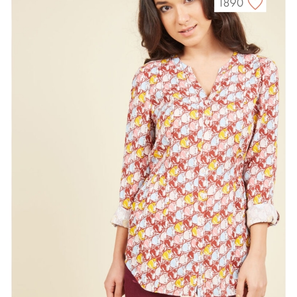Modcloth Cat Pattern Top